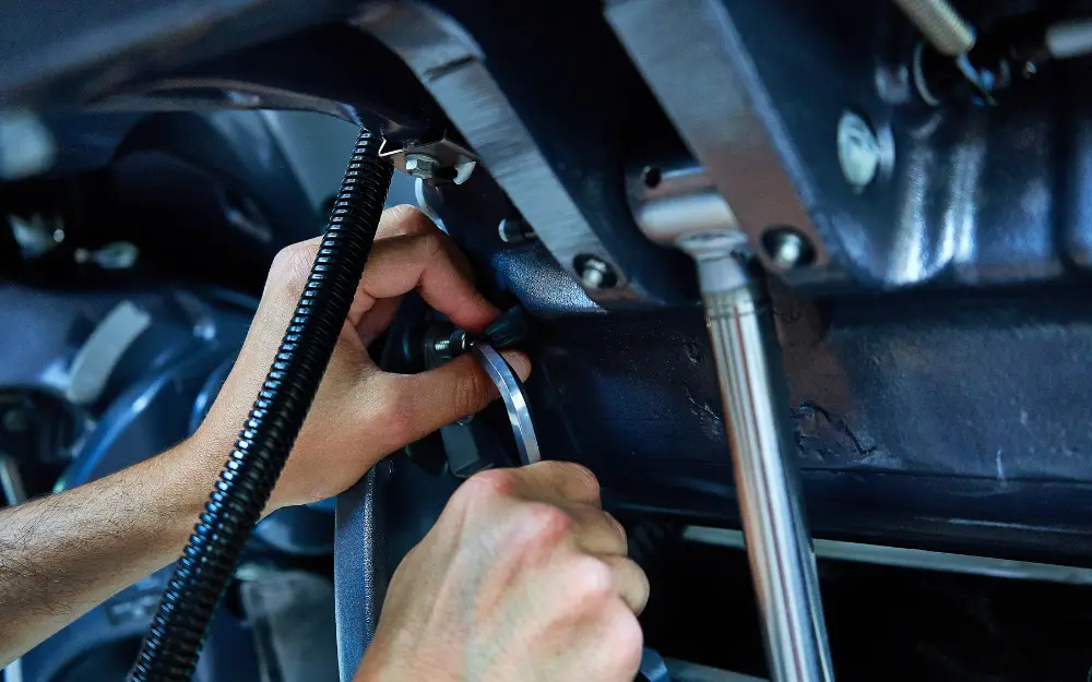 Certified boat mechanic at work