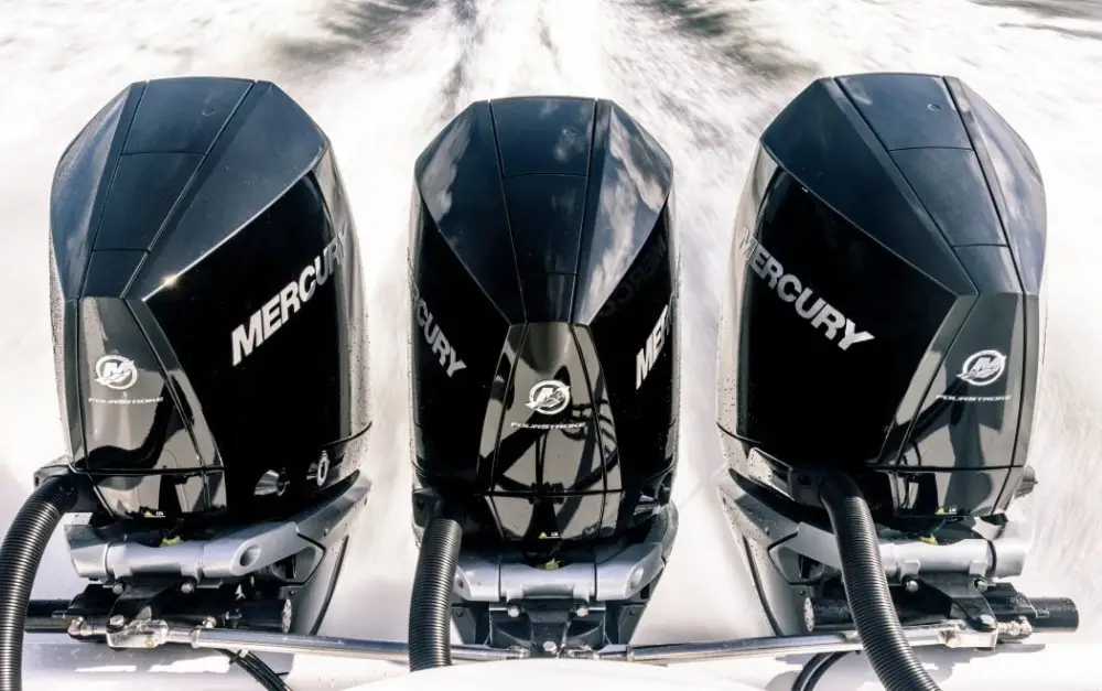 Boat with a new outboard engine