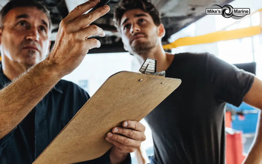 Boat inspection with a checklist