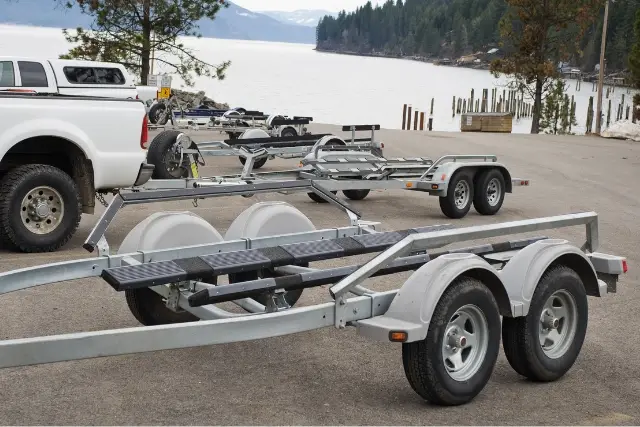 Trailer parts being serviced